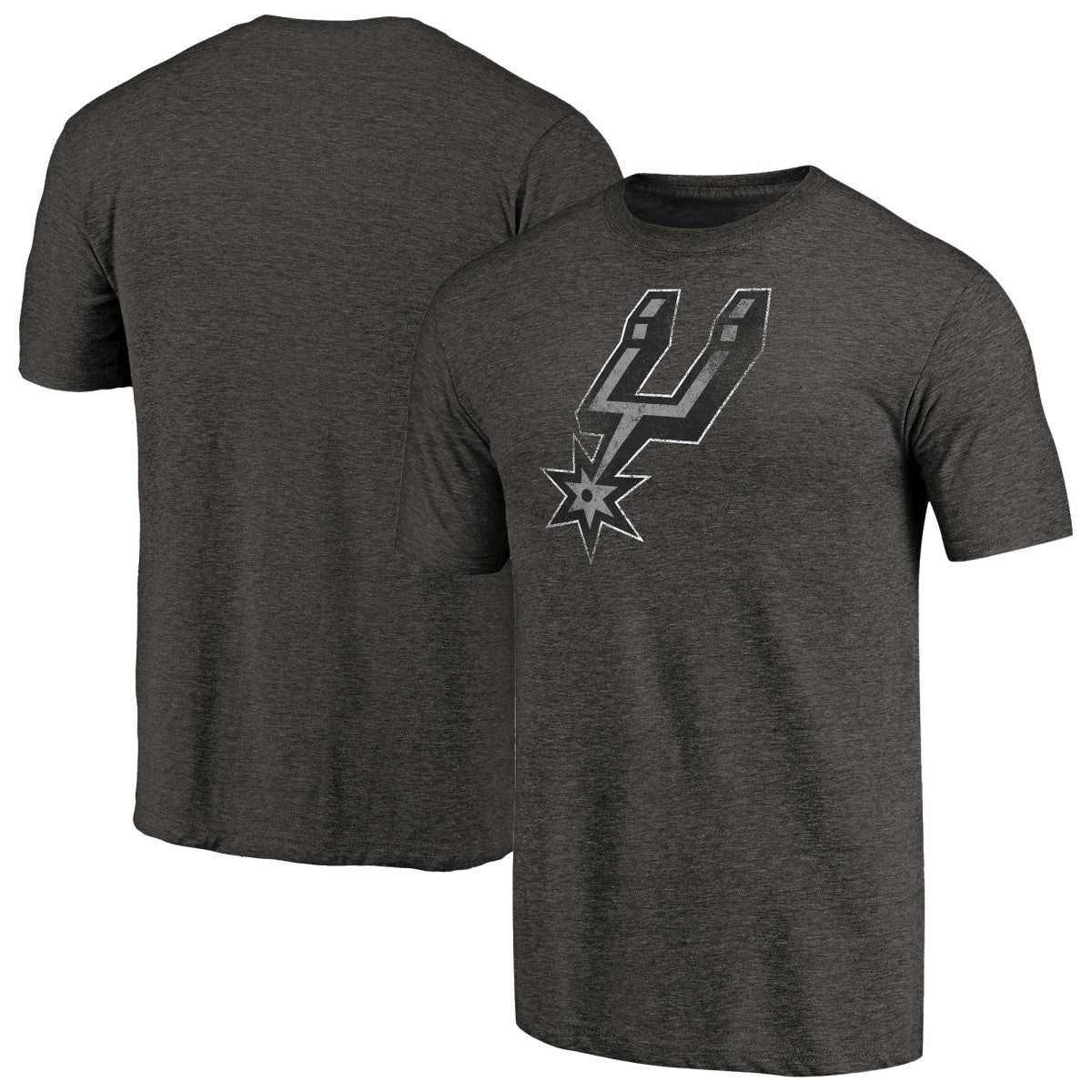 San Antonio Spurs Distressed Team Logo Tri-Blend T-Shirt Heather Black