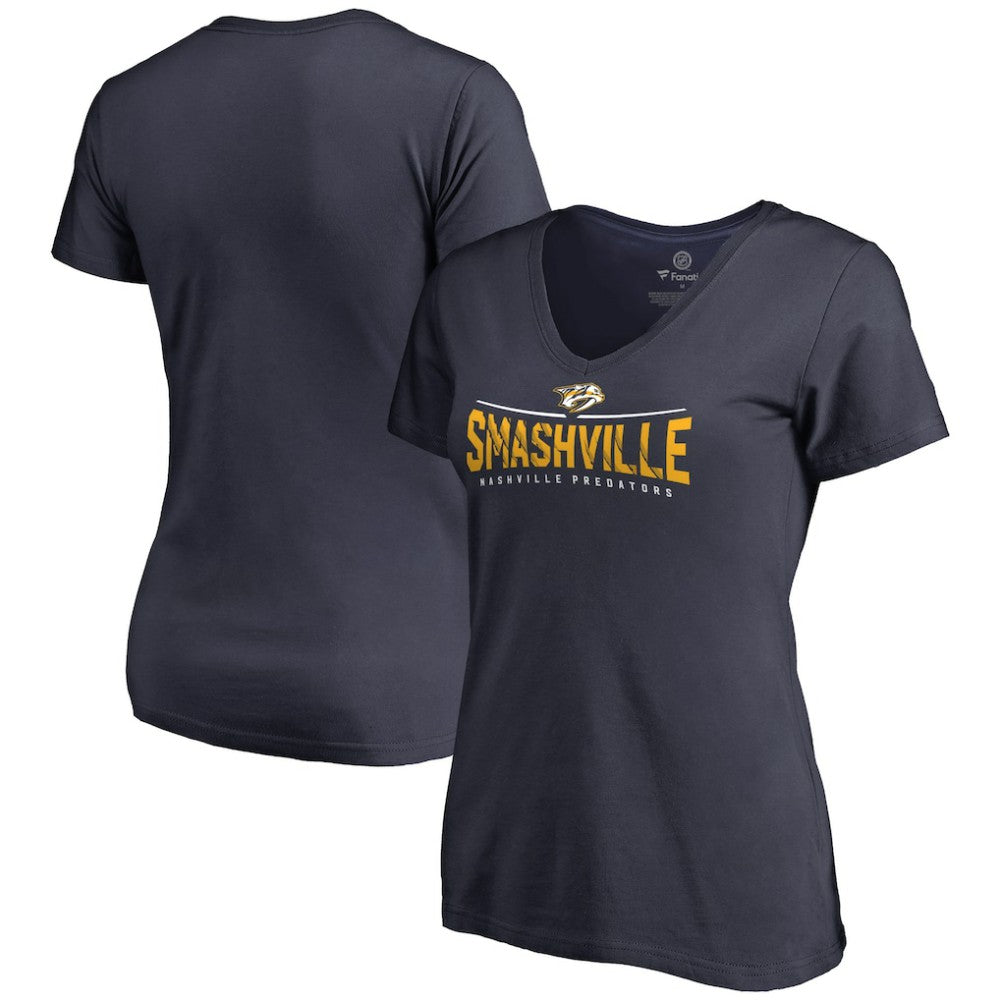 Nashville Predators Women's Hometown Collection Smashville V-Neck T-Shirt - Navy | NHL online