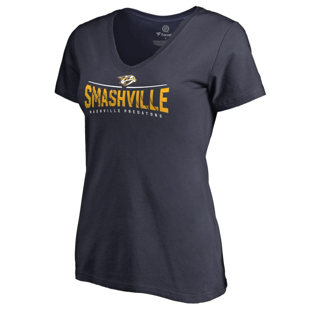 Nashville Predators Women's Hometown Collection Smashville V-Neck T-Shirt - Navy | NHL online