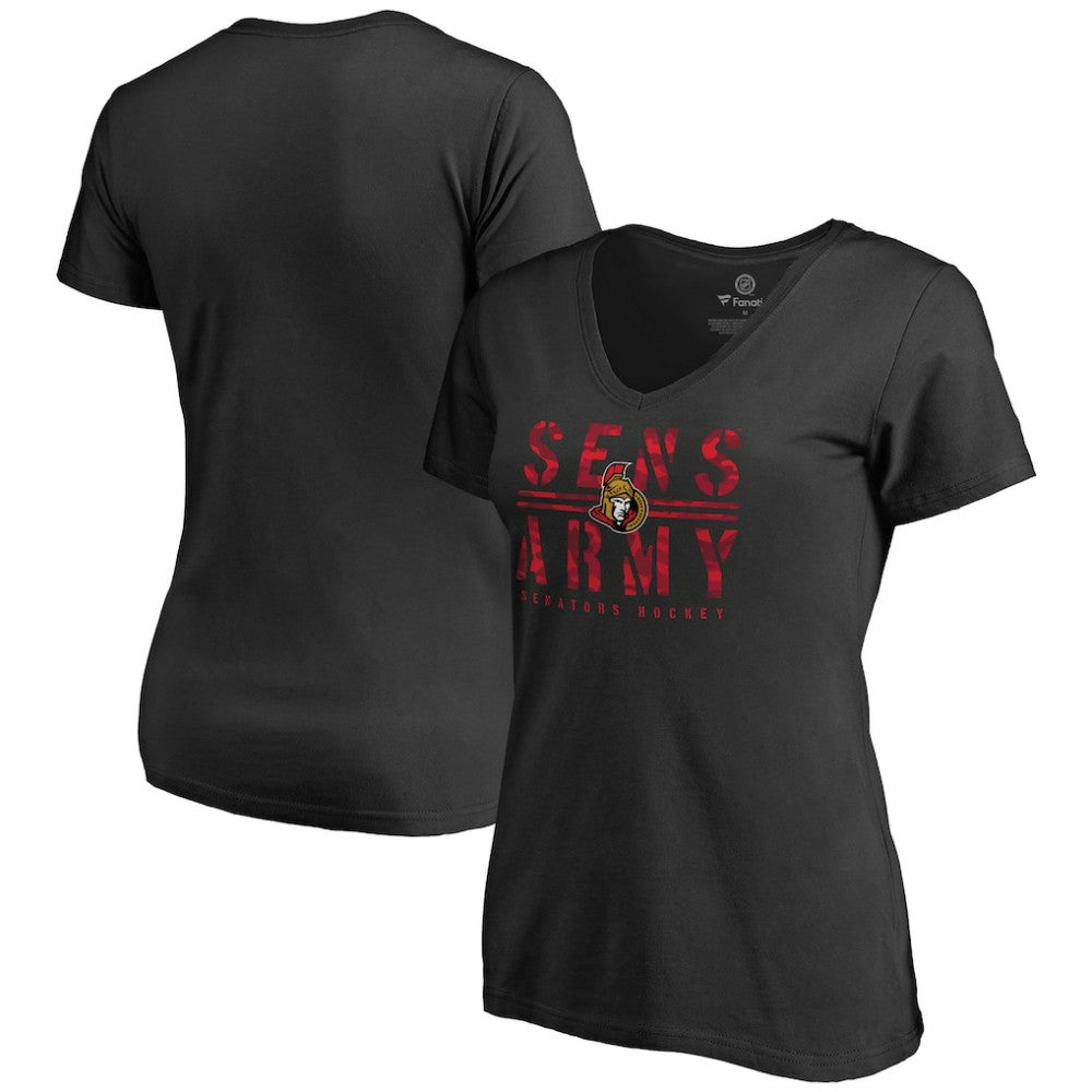 Ottawa Senators Women's Hometown Collection Sens Army V-Neck T-Shirt - Black | NHL on sale