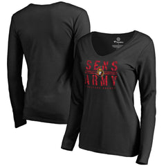 Ottawa Senators Women's Hometown Collection Sens Army V-Neck Long Sleeve T-Shirt - Black | NHL online