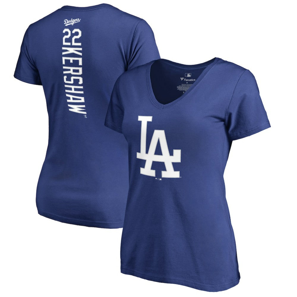 Clayton Kershaw Los Angeles Dodgers Women's Backer Name & Number V-Neck T-Shirt Online