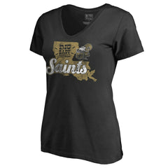 New Orleans Saints Women's Hometown Collection Saints State T-Shirt - Black - NFL