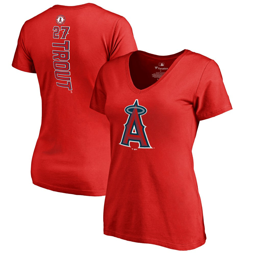 Mike Trout Los Angeles Angels Women's Backer V-Neck T-Shirt Near Me