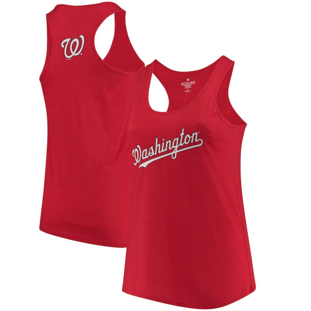 Washington Nationals Soft as a Grape Women's Plus Size Swing for the Fences Racerback Tank Top for sale