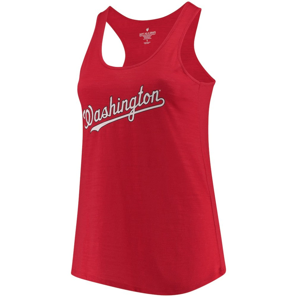 Washington Nationals Soft as a Grape Women's Plus Size Swing for the Fences Racerback Tank Top for sale