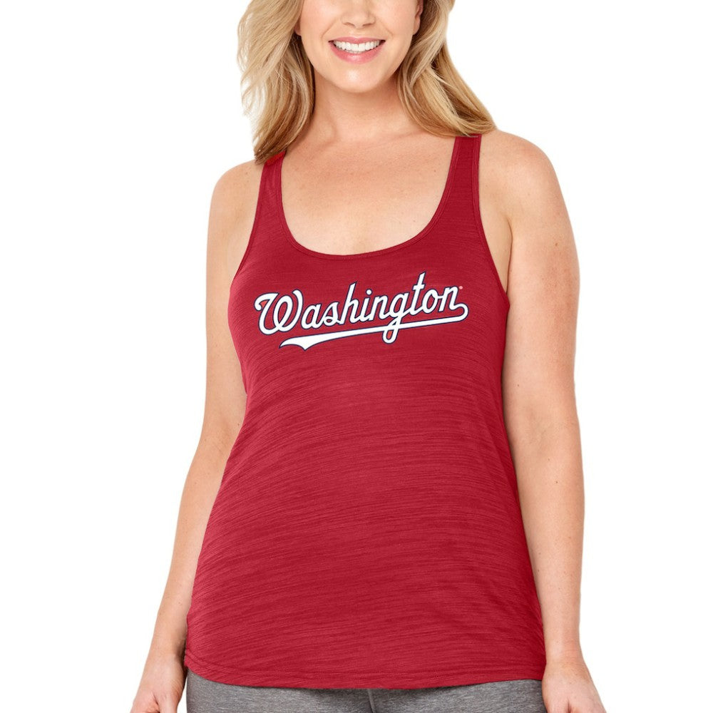 Washington Nationals Soft as a Grape Women's Plus Size Swing for the Fences Racerback Tank Top for sale