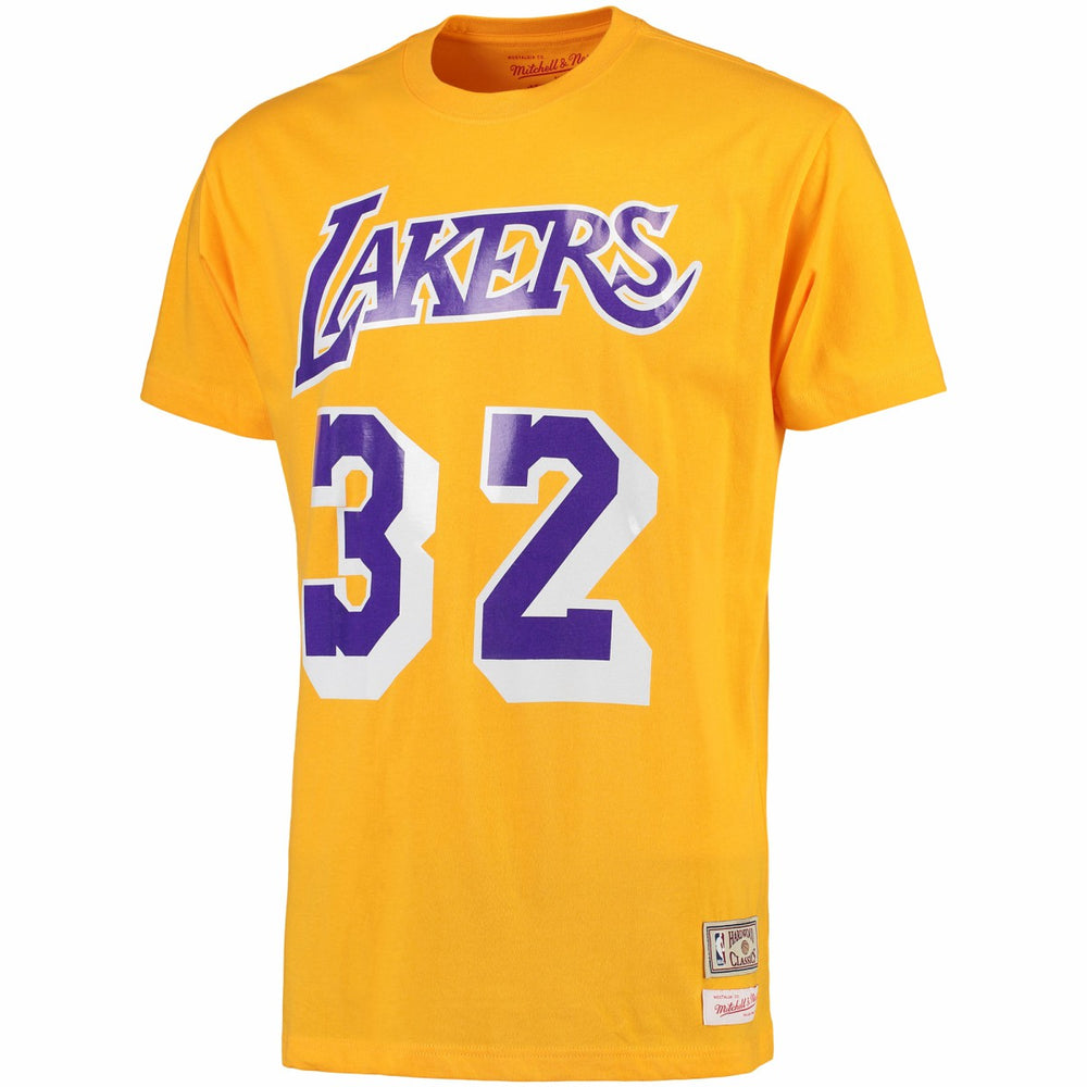 Mitchell & Ness Magic Johnson Los Angeles Lakers Hardwood Classics Retro Name & Number T-Shirt Gold
