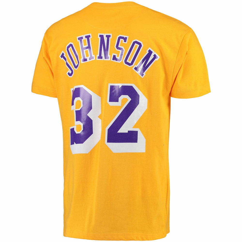 Mitchell & Ness Magic Johnson Los Angeles Lakers Hardwood Classics Retro Name & Number T-Shirt Gold