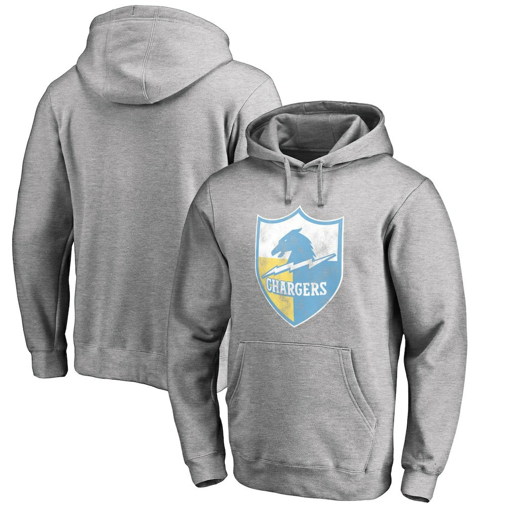 Los Angeles Chargers Throwback Logo Pullover Hoodie - Heather Gray - NFL