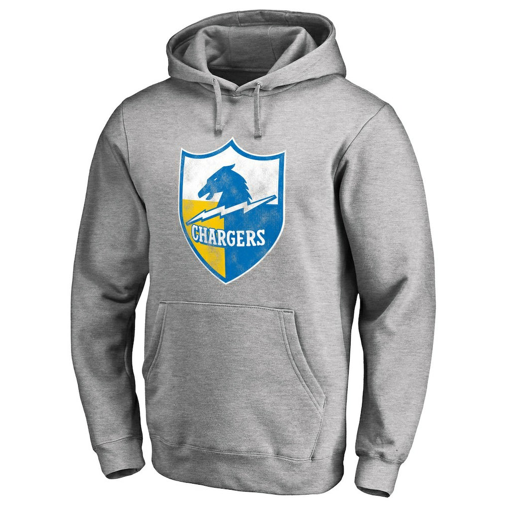 Los Angeles Chargers Throwback Logo Pullover Hoodie - Heather Gray - NFL