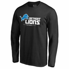 Detroit Lions Team Lockup II Long Sleeve T-Shirt - Black - NFL