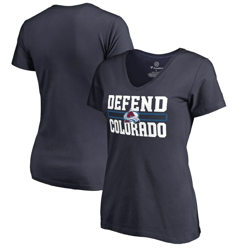 Colorado Avalanche Women's Hometown Collection Defend V-Neck T-Shirt - Navy | NHL sale