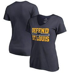St. Louis Blues Women's Hometown Collection Defend V-Neck T-Shirt - Navy | NHL on sale