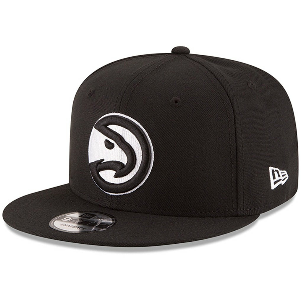 New Era Atlanta Hawks Black & White Logo 9FIFTY Adjustable Snapback Hat Black