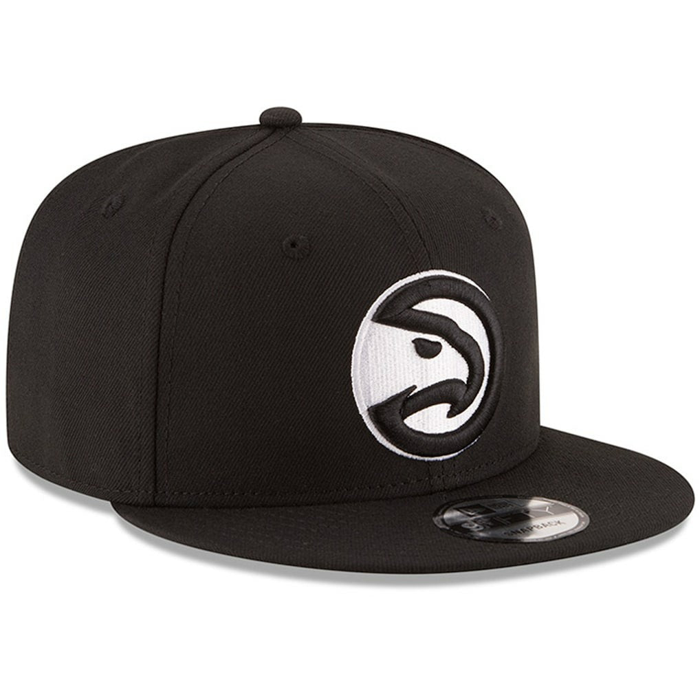 New Era Atlanta Hawks Black & White Logo 9FIFTY Adjustable Snapback Hat Black