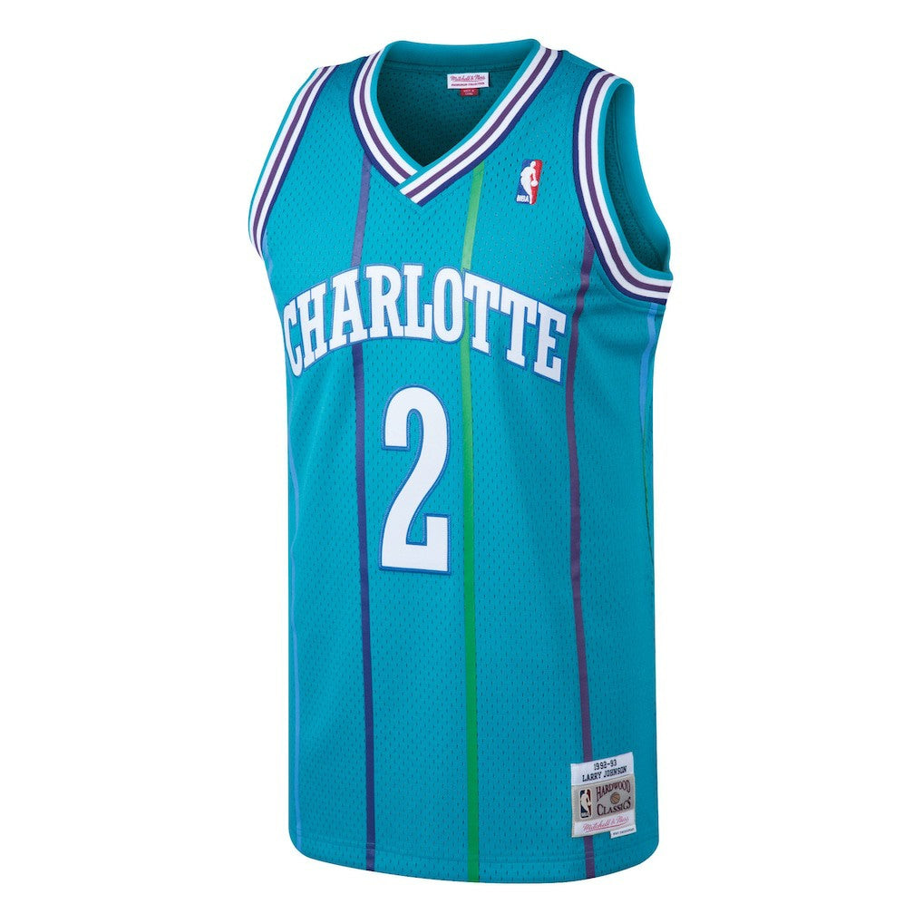 Mitchell & Ness Larry Johnson Charlotte Hornets 1992/93 Hardwood Classics Swingman Jersey Teal