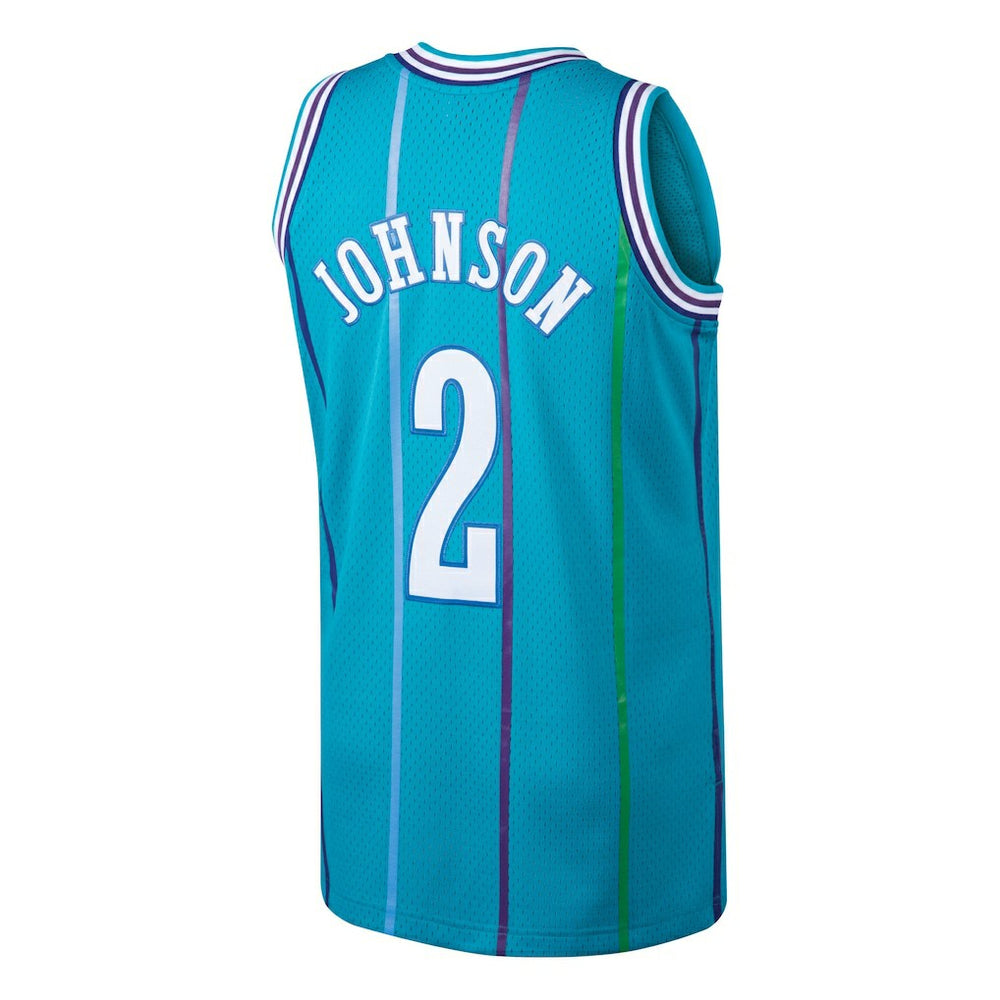 Mitchell & Ness Larry Johnson Charlotte Hornets 1992/93 Hardwood Classics Swingman Jersey Teal