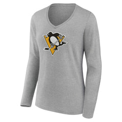 Pittsburgh Penguins Women's Primary Logo Long Sleeve T-Shirt - Ash | NHL discount