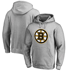 Boston Bruins Primary Logo Pullover Hoodie II - Heather Gray | NHL Clearance