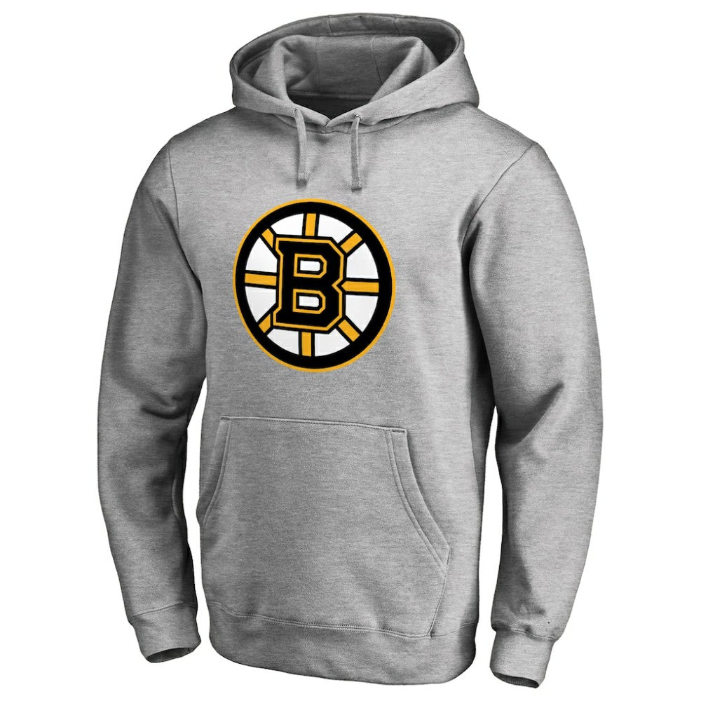 Boston Bruins Primary Logo Pullover Hoodie II - Heather Gray | NHL Clearance