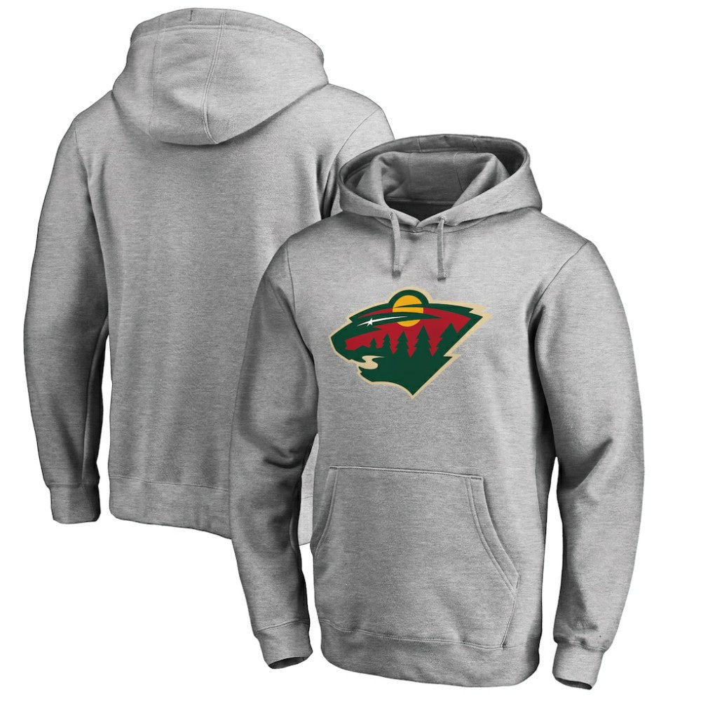 Minnesota Wild Primary Team Logo Fleece Fitted Pullover Hoodie - Heather Gray | NHL sale