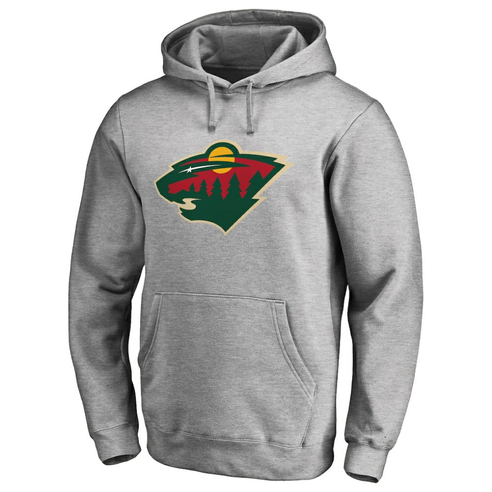 Minnesota Wild Primary Team Logo Fleece Fitted Pullover Hoodie - Heather Gray | NHL sale