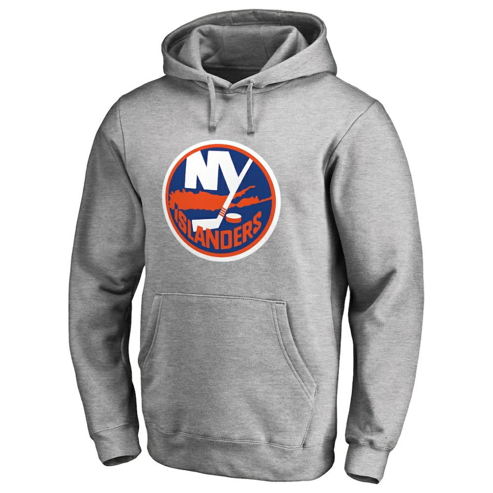 New York Islanders Primary Team Logo Fleece Fitted Pullover Hoodie - Heather Gray | NHL sale