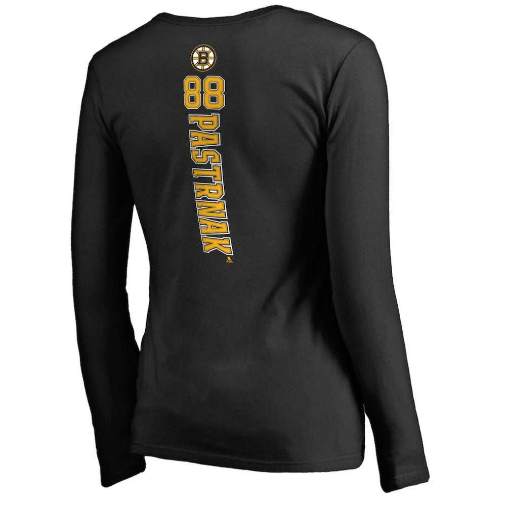 David Pastrnak Boston Bruins Women's Backer V-Neck Long Sleeve T-Shirt - Black | NHL online