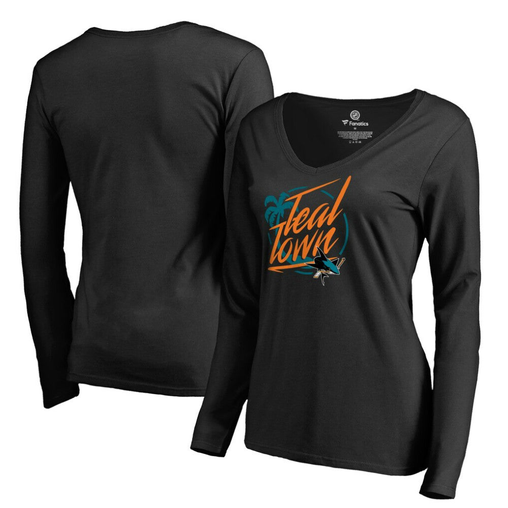 San Jose Sharks Women's Hometown Collection City of Teal Long Sleeve T-Shirt - Black | NHL discount