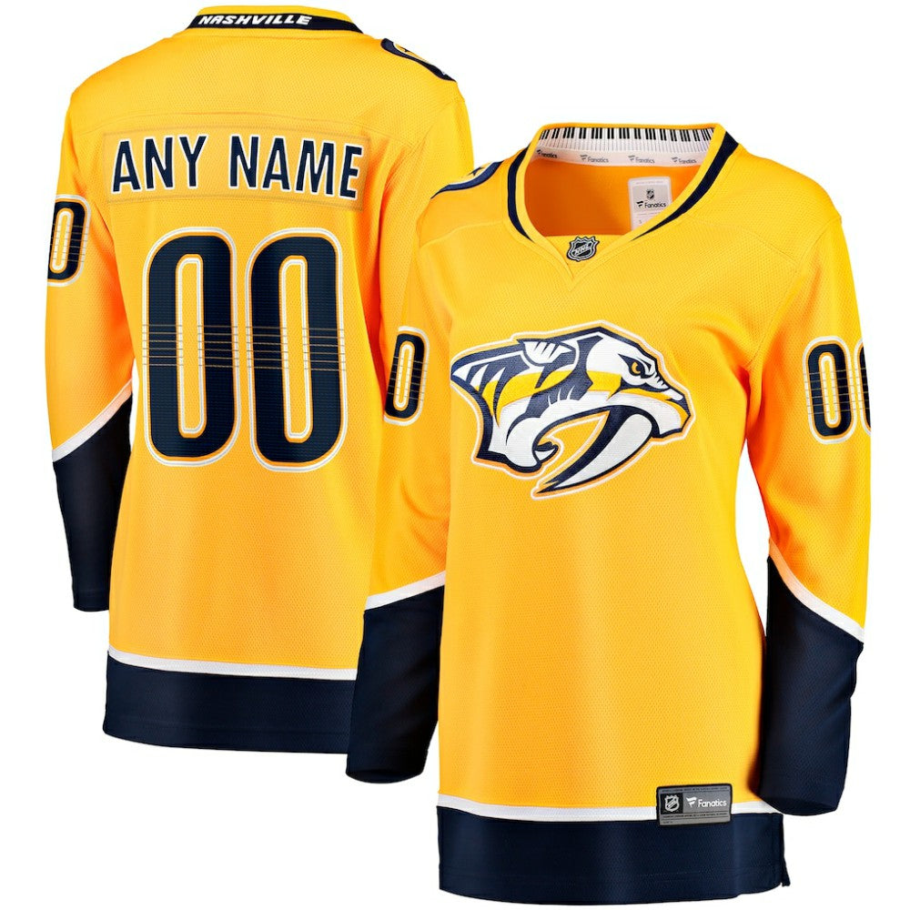 Nashville Predators Fanatics Women's Home Breakaway Custom Jersey - Yellow | Fanatics Lifestyle