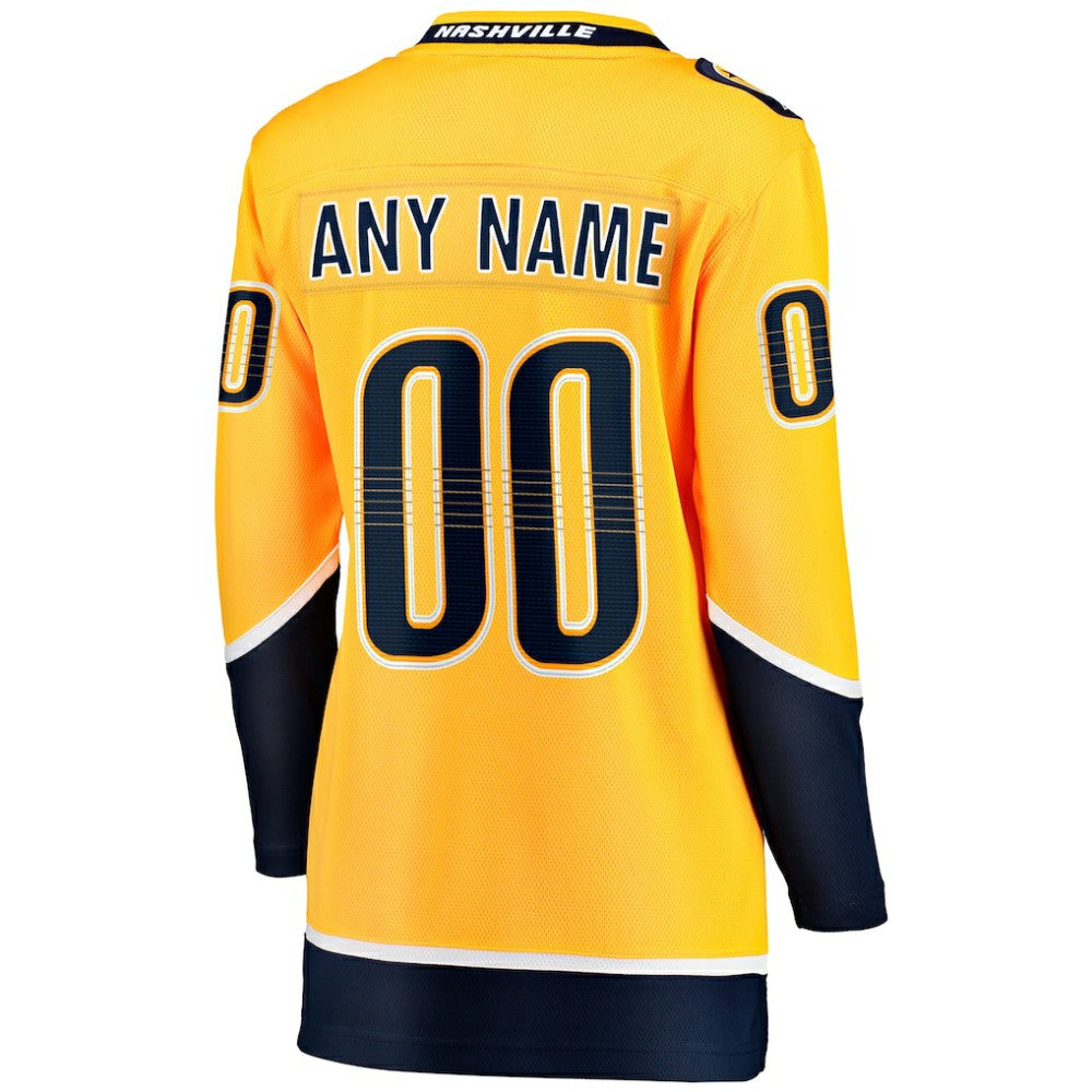 Nashville Predators Fanatics Women's Home Breakaway Custom Jersey - Yellow | Fanatics Lifestyle