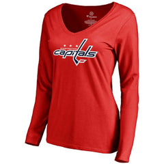 Alexander Ovechkin Washington Capitals Women's Backer V-Neck Long Sleeve T-Shirt - Red | NHL near me