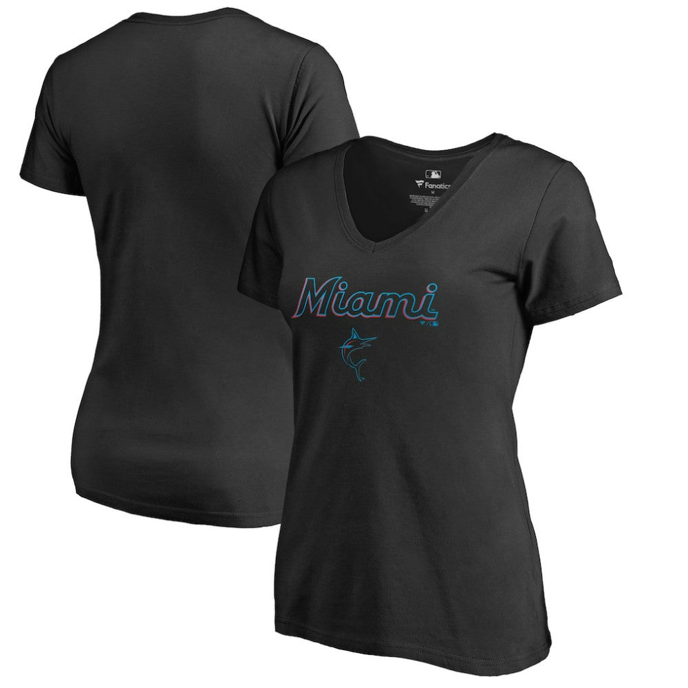 Miami Marlins Women's Team Lockup T-Shirt Sale