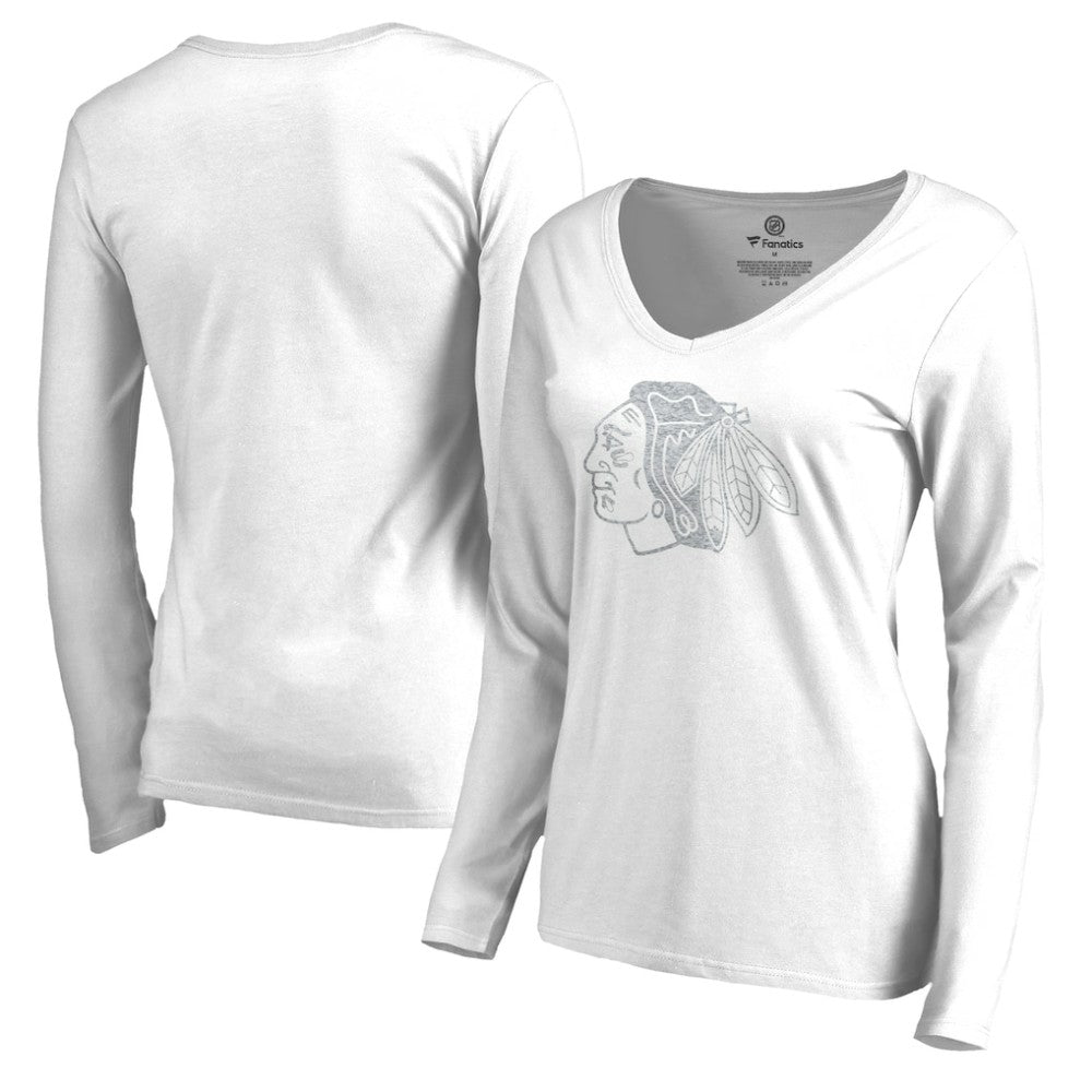 Chicago Blackhawks Women's White Out Long Sleeve T-Shirt - White | NHL near me