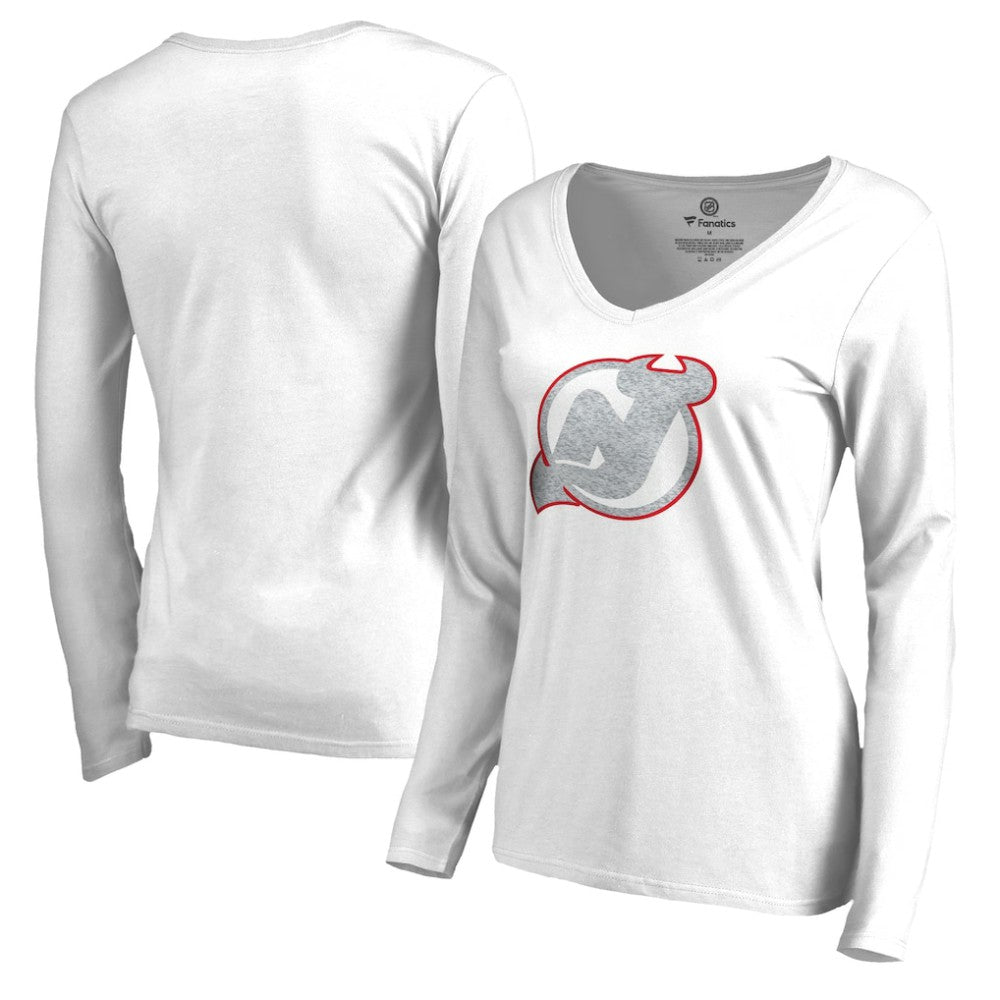 New Jersey Devils Women's White Out Long Sleeve T-Shirt - White | NHL Lifestyle