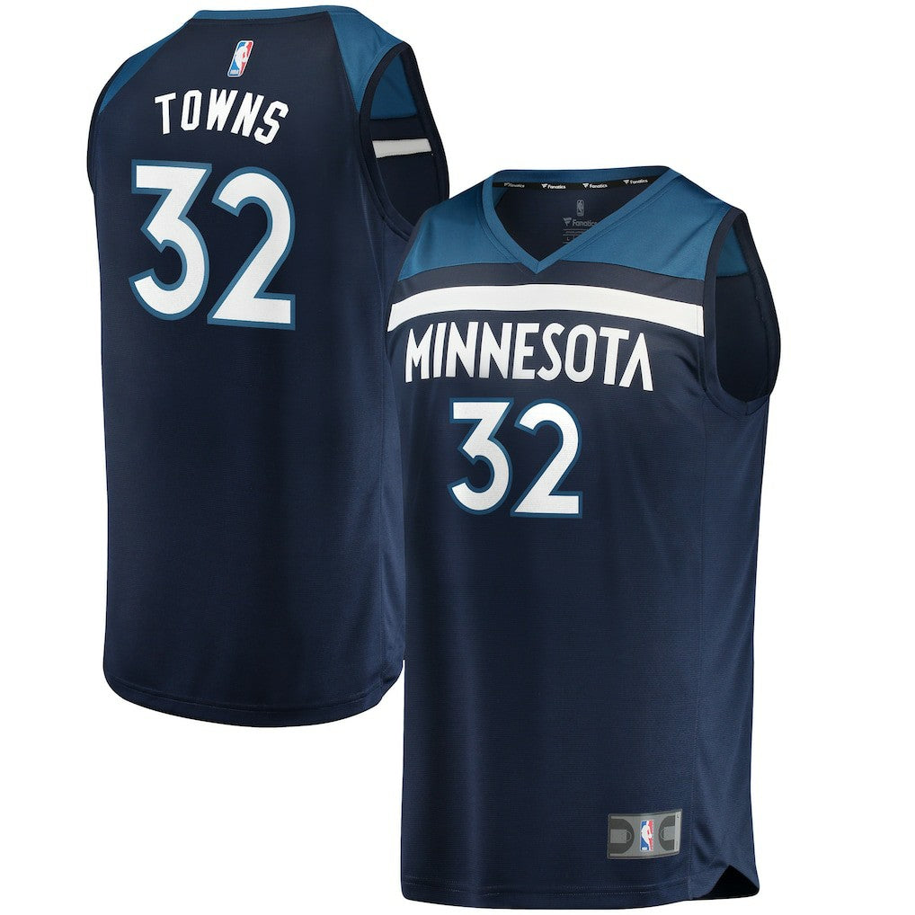 Fanatics Karl-Anthony Towns Minnesota Timberwolves Fast Break Replica Jersey Navy Icon Edition