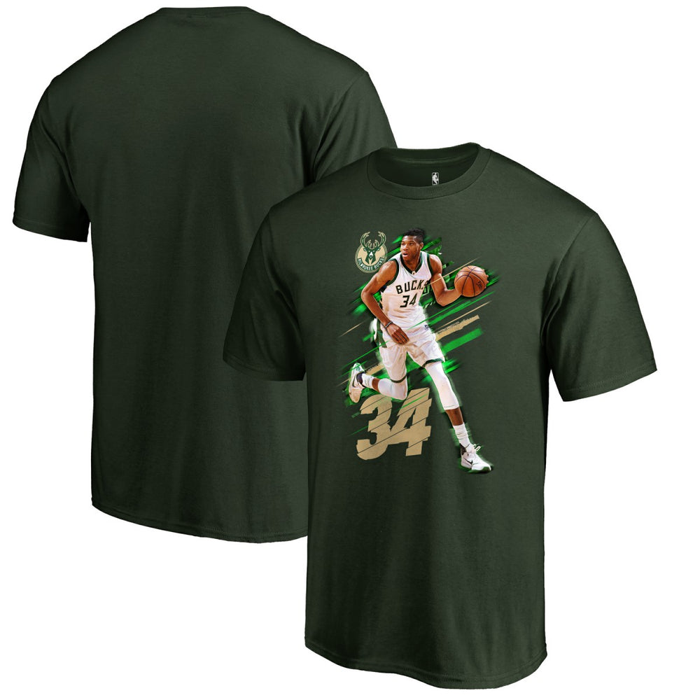 Giannis Antetokounmpo Milwaukee Bucks Fade Away T-Shirt Green