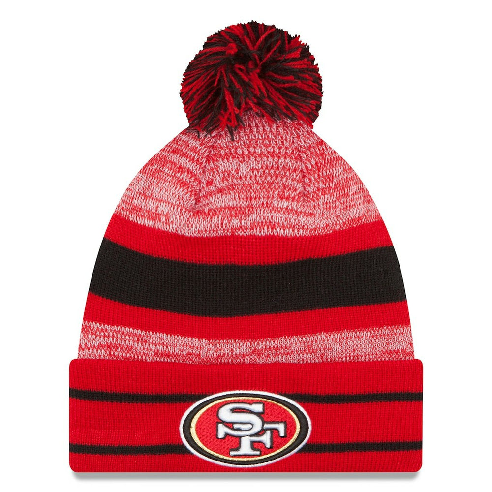 San Francisco 49ers New Era Team Logo Cuffed Knit Hat with Pom - Scarlet - NFL