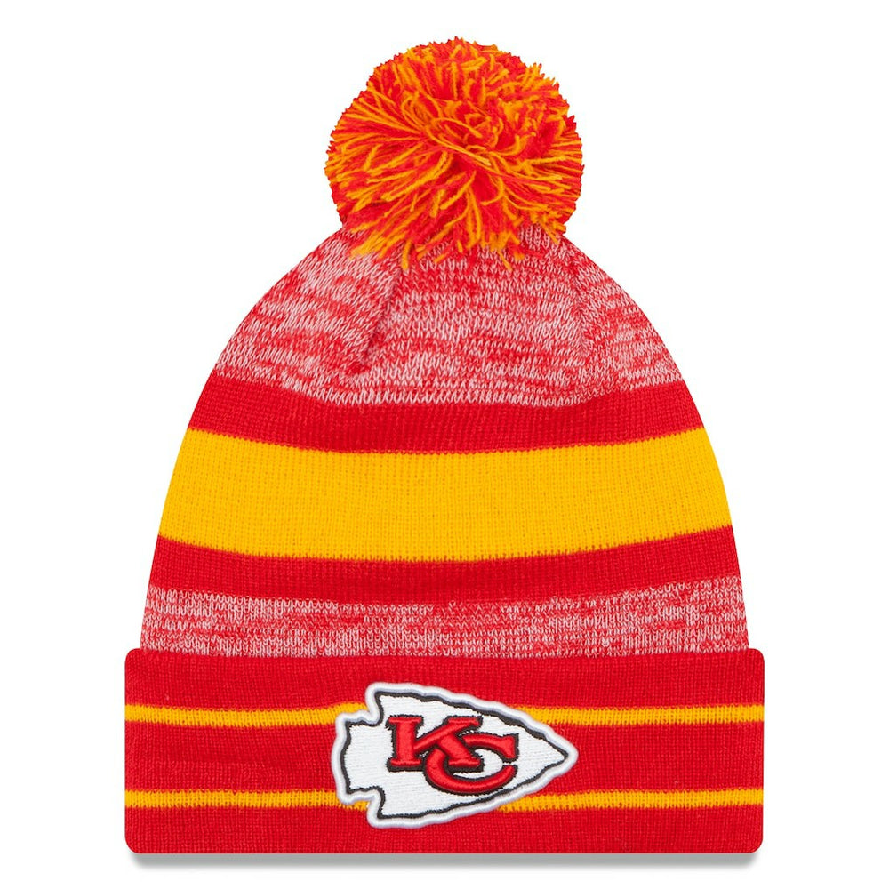 Kansas City Chiefs New Era Team Logo Cuffed Knit Hat with Pom - Red - NFL