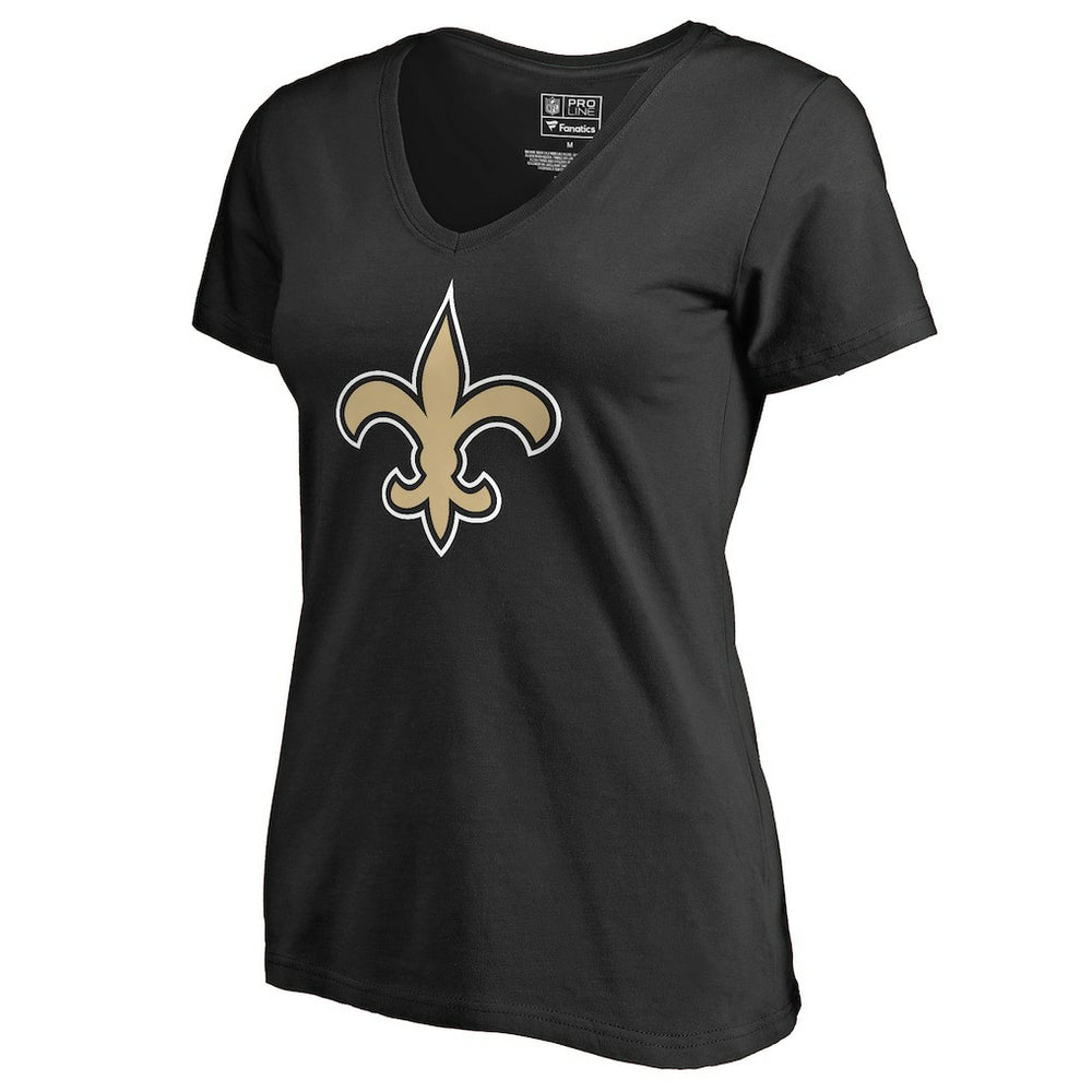 New Orleans Saints Women's Primary Team Logo V-Neck T-Shirt - Black - NFL