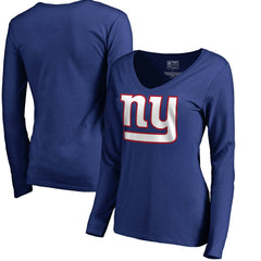 New York Giants Women's Primary Logo V-Neck Long-Sleeve T-Shirt - Royal - NFL