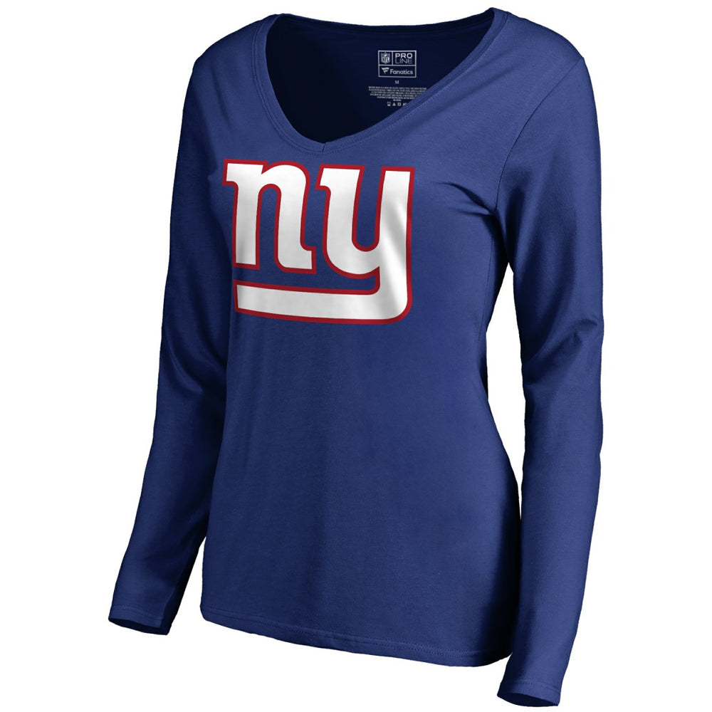 New York Giants Women's Primary Logo V-Neck Long-Sleeve T-Shirt - Royal - NFL