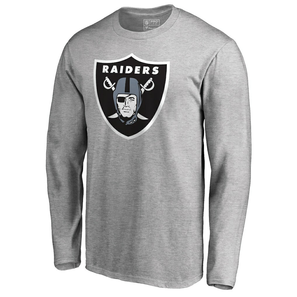 Las Vegas Raiders Primary Logo Long-Sleeve T-Shirt - Heathered Gray - NFL