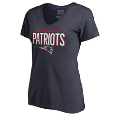 New England Patriots Women's Nostalgia V-Neck T-Shirt - Navy - NFL