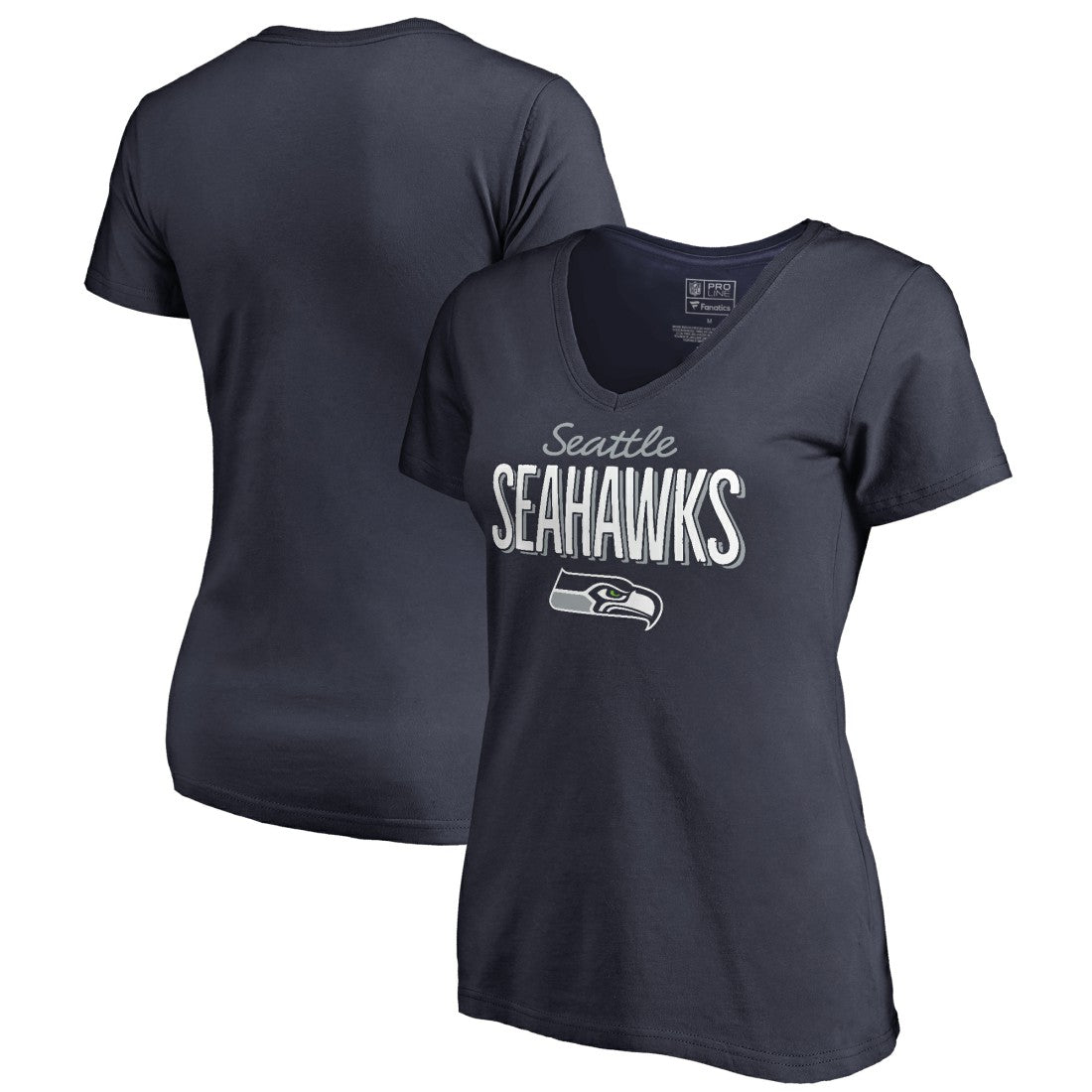 Seattle Seahawks Women's Nostalgia V-Neck T-Shirt - Navy - NFL