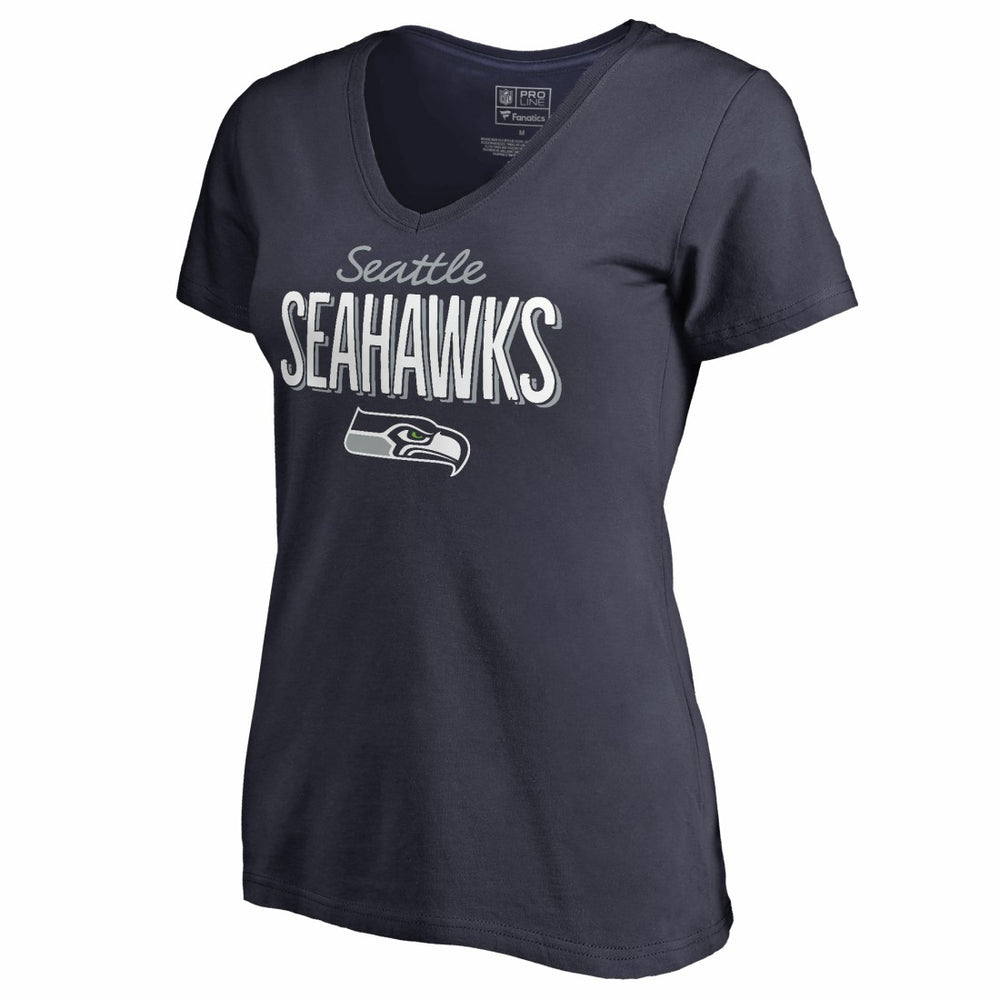 Seattle Seahawks Women's Nostalgia V-Neck T-Shirt - Navy - NFL