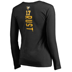Bryan Rust Pittsburgh Penguins Women's Backer Name & Number Long Sleeve V-Neck T-Shirt - Black | NHL near me