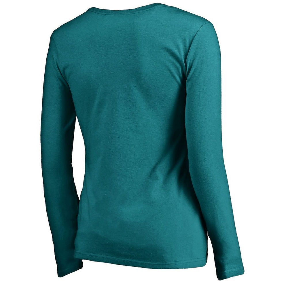 Miami Dolphins Women's Primary Logo V-Neck Long-Sleeve T-Shirt - Aqua - NFL