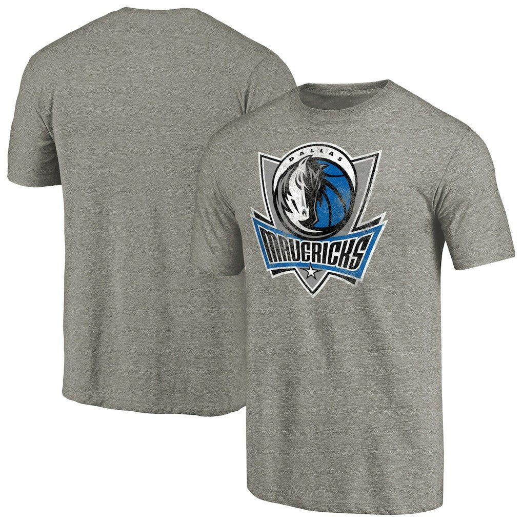 Dallas Mavericks Distressed Team Logo Tri-Blend T-Shirt Heather Gray